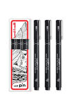 uni ball pin 0,03 Teknik Çizim Kalemi Siyah (3 Adet)