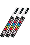 Posca Uni Pc-1Mr Renkli Boya Marker Kalemler Ultra İnce 0,7 Mm Beyaz (3 Adet)