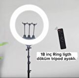 18 Inç Ring Light Youtuber Makyaj Güzellik 5500k 48w Kuaför Kit Çantalı Ve Kumandalı