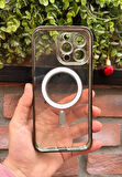 iPhone 14 Pro Max Kamera Lens Korumalı Şeffaf Magsafeli Darbe Emici Kılıf - Kırılmaz Cam Hediyeli