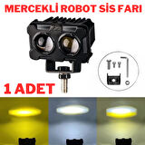 Robot Sis Farı 1 Adet Sarı – Beyaz 50W Motosiklet Off Road Atv Utv Araba Uyumlu Baykuş Sis