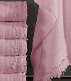 Rosa 6 Adet 50*90 Güpürlü Havlu Seti | El Yüz Havlusu | Çeyiz Havlusu | Havlu Set | Pembe