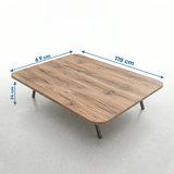 Ahşap Renk Oval Kenarlı Katlanabilir Yer Sofrası ve Yemek Masası 119x69 cm – Metal Ayaklı 6 Kişilik Masa