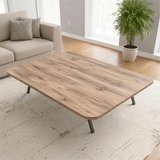 Ahşap Renk Oval Kenarlı Katlanabilir Yer Sofrası ve Yemek Masası 119x69 cm – Metal Ayaklı 6 Kişilik Masa