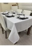 Zeren Home Elite Masa Örtüsü + Runner Takım | Lekeye Dayanıklı Simsiz Beyaz