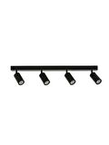 Rsylight Metal Modern Spor 4 Lü Siyah  Mafsallı Led Spot Avize Günışığı Ampullü 