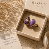 RiODY Atelier Ayarlanabilir Doğal Taş Statement Yüzük | Mor & Lila Damla Taşlı