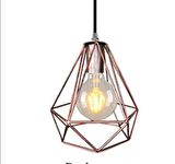 Rys Retro Kafesli Bakır Patinalı Dekoratif Rustik Tekli Sarkıt Avize