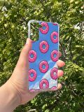 Samsung Galaxy S21 Plus Uyumlu Aynalı Pembe Donut Desenli Darbe Kamera Korumalı Silikon Telefon Kılıfı