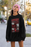 Tasarım Deadpool Baskılı Unisex Oversize Sweatshirt
