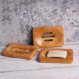 Dekoratif Bambu katı sabunluk Doğal ahşap (banyo aksesuarları)