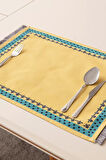 Safran Luxe, Duck Keten 6'lı Amerikan Servis, Supla, Kaymaz 40x50cm