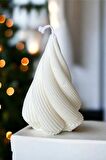 Dekoratif Sarmal %100 Doğal Soya Wax Vanilya Kokulu Mum / Beyaz 115mm x 75mm