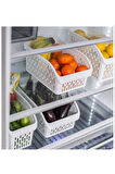 SAS Buzdolabı Sepeti Dolap Içi Düzenleyici Sepet Organizer Beyaz 4 adet 30x16x17 No:2