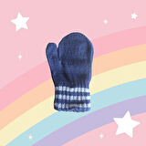 Parmaksız Erkek Bebe Eldiveni Mavi Örgü Eldiven 0-3 Yaş