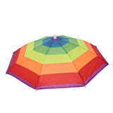 Kafaya Takılan Şemsiye Gölgelik Plaj Yazlık Kafa Şemsiyesi- Çokrenkli