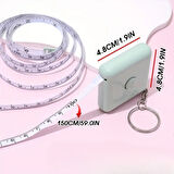 BUFFER® Sevimli Yumuşak Stickerli 150 cm Uzunluğunda Pratik Taşınabilir Çanta Boy Anahtarlıklı Mezura