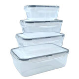 BUFFER® 4lü İç İçe Sızdırmaz Contalı Kilitli Kapaklı Plastik Erzak Saklama Kapları LC315