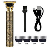 BUFFER® Vintage Görünümlü Güçlü 4 Farklı Başlıklı USB ŞarjlI Manuel Tıraş Makinası
