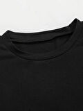 Siyah Spor Crop Top Bisiklet Yaka DARKALIP Soft Touch Parmak Detaylı Spor Body