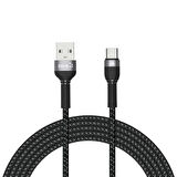 Shira Serisi Type-C USB File Örgü Şarj Kablosu 3m