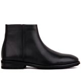 Sail Laker's Sivri Burun Orta Topuk Fermuarlı Soğuk Havaya Dayanıklı Günlük Siyah Klasik Bot Deri