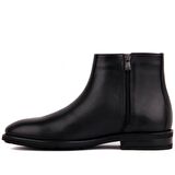 Sail Laker's Sivri Burun Orta Topuk Fermuarlı Soğuk Havaya Dayanıklı Günlük Siyah Klasik Bot Deri