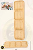 Bambu 4 Bölmeli Sunum Tabağı Kahvaltılık , Çerezlik, Sunumluk, Dikdörtken - 33 x 9.5 cm