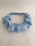 Kadın Mavi Saten Büzgülü Scrunchie Saç Bandı / Bandanası