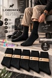 Erkek Siyah Kışlık Lambswool Çorap 5 Çift
