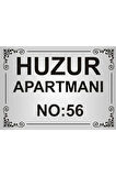Apartman İsim Tabelası Aliminyum AYNALI Gümüş Metal Levha