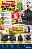 Floppy Battal Boy Çöp Poşeti 75x90 cm 10 Adet Siyah Dayanıklı Endüstriyel Çöp Torbası