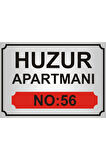 Apartman İsim Tabelası Aliminyum AYNALI Gümüş Metal Levha