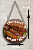 Sucuk Ekmek Salonu Tek Taraflı Karşılama Tabelası, Ekmek Arası Sucuk Dükkanı Kapı Duvar Tablo Pano