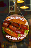 Sucuk Ekmek Salonu Tek Taraflı Karşılama Tabelası, Ekmek Arası Sucuk Dükkanı Kapı Duvar Tablo Pano