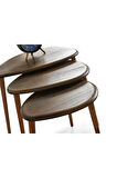 FAVdecor Masif Doğal Ahşap Zigon Sehpa 3'lü Set, Modern Masif Yan Sehpa