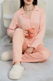 SeKa Milan Düğmeli Pijama Takımı Somon - 50750.1048.