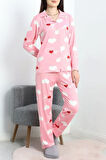 SeKa Milan Düğmeli Pijama Takımı Pembekırmızı - 50728.1929.
