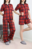 SeKa Milan 3'Lü Pijama Takımı Seti Kırmızıekose - 50596.1857.