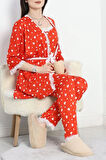 SeKa Milan Kumaş Üçlü Pijama Takımı Kırmızıkalp - 50147.1857.