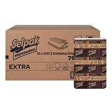 Selpak Extra Dispenser Kağıt Havlu - Z Katlama Havlu - 2 Kat - 200 Adetlik 12 Paket / Koli