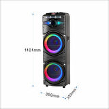 Senon GD-2016 Dijital LED Göstergeli FM Radyolu Mikrofonlu RGB TWS Çift 12 inç Stereo Bass Kablosuz Karaoke Hoparlör