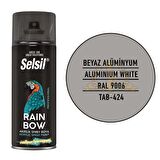 Selsil Rainbow Akrilik Sprey Boya BEYAZ ALÜMİNYUM 400 ml. - RAL9006