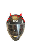 Kask süsü -3 lü set Kedi kulağı,kask boynuzu ve Rüzgar Tutmaz kedi kulağı sağ sol takım-kırmızı