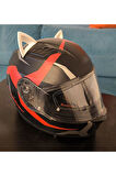 Kask süsü -3 lü set Kedi kulağı,kask boynuzu ve Rüzgar Tutmaz kedi kulağı sağ sol takım-BEYAZ