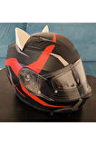 Kask süsü -3 lü set Kedi kulağı,kask boynuzu ve Rüzgar Tutmaz kedi kulağı sağ sol takım-BEYAZ