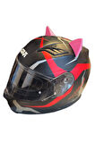 Kask Süsü -3 Lü Set Kedi Kulağı,kask Boynuzu Ve Rüzgar Tutmaz Kedi Kulağı Sağ Sol Takım Pembe