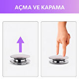 Pop-Up Lavabo Sifon Seti – Taşmalı Uyumlu, Körüklü Tahliye ve Adaptör Conta Dahil