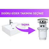 Pop-Up Lavabo Sifon Seti – Taşmalı Uyumlu, Körüklü Tahliye ve Adaptör Conta Dahil