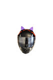 Kask süsü -3 lü set Kedi kulağı,kask boynuzu ve Rüzgar Tutmaz kedi kulağı sağ sol takım MOR
